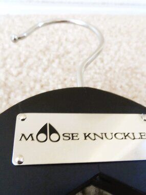 MOOSE KNUCKLES- Black Wood Hanger Matte Finish w/ Logo